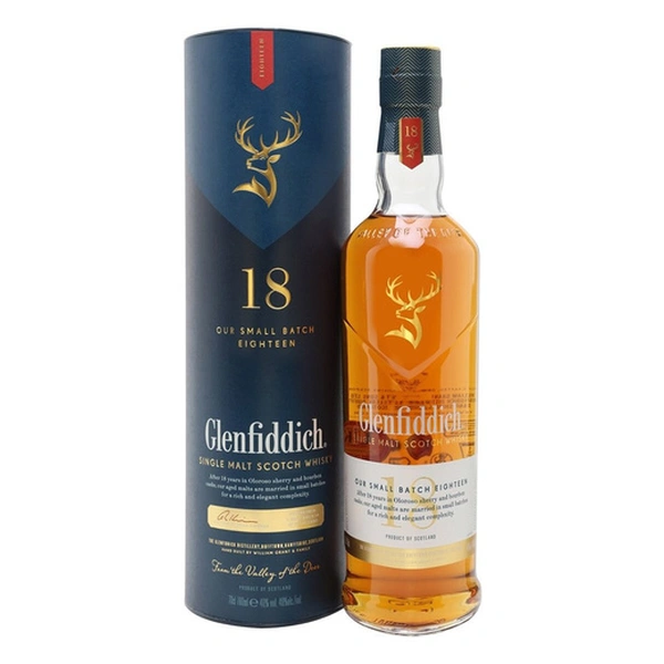 Glenfiddich 18 Years 0.7L — single malt Scotch whisky from Speyside with baked apple and oak notes — delivery in Dubai